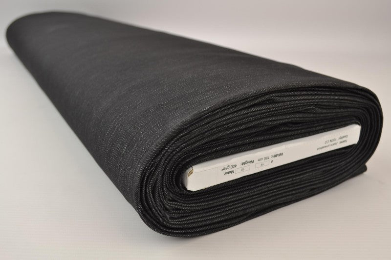 MÖRK ANTRACIT OTVÄTTAT DENIM MED STRETCH – 370 G/M²