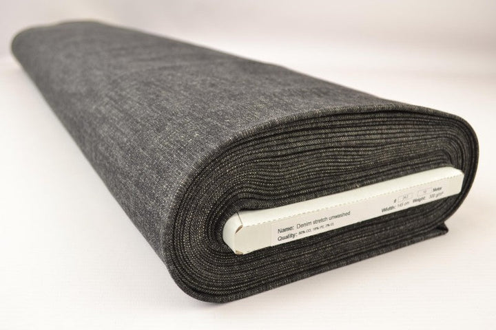 MELLANGRÅ OTVÄTTAT DENIM MED STRETCH – 370 G/M²