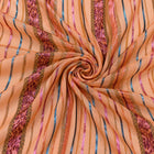 PERSIKORANGE LUREX CHIFFONSILK MED FLERFÄRGADE GLITTRANDE RÄNDER