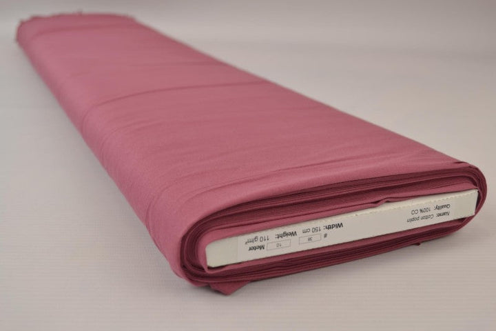 VINTAGE MÖRK ROSA BOMULLSPOPLIN – TÄTT VÄVT BOMULLSTYG