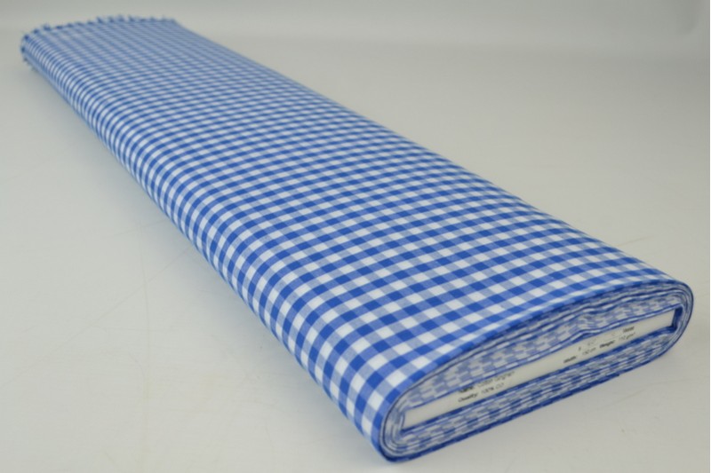 BLÅ GINGHAM RUTIGT BOMULLSTYG 6,5 MM GINGHAM RUTOR – OEKO-TEX BOMULL, LÄTT & ANDNINGSBART