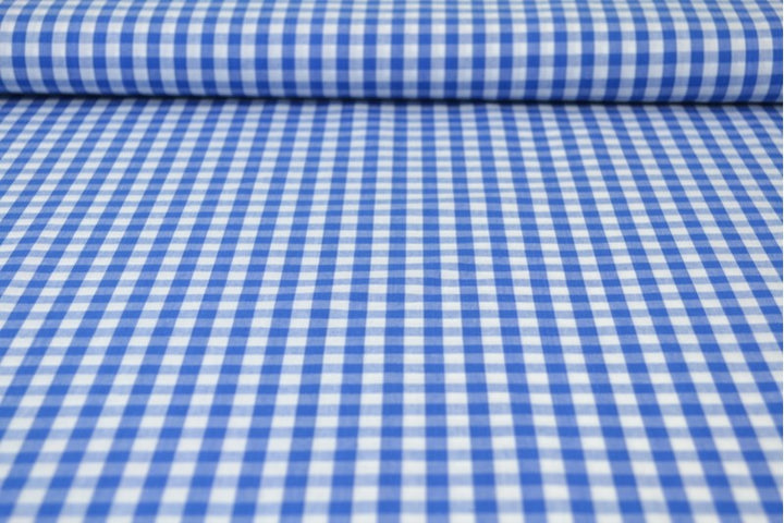 BLÅ GINGHAM RUTIGT BOMULLSTYG 6,5 MM GINGHAM RUTOR – OEKO-TEX BOMULL, LÄTT & ANDNINGSBART