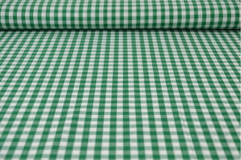 GRÖN GINGHAM RUTIGT BOMULLSTYG 6,5 MM GINGHAM RUTOR – OEKO-TEX BOMULL, LÄTT & ANDNINGSBART