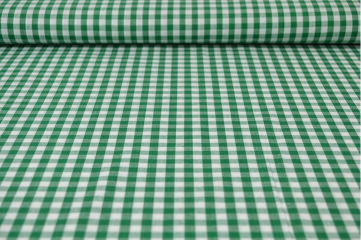GRÖN GINGHAM RUTIGT BOMULLSTYG 6,5 MM GINGHAM RUTOR – OEKO-TEX BOMULL, LÄTT & ANDNINGSBART