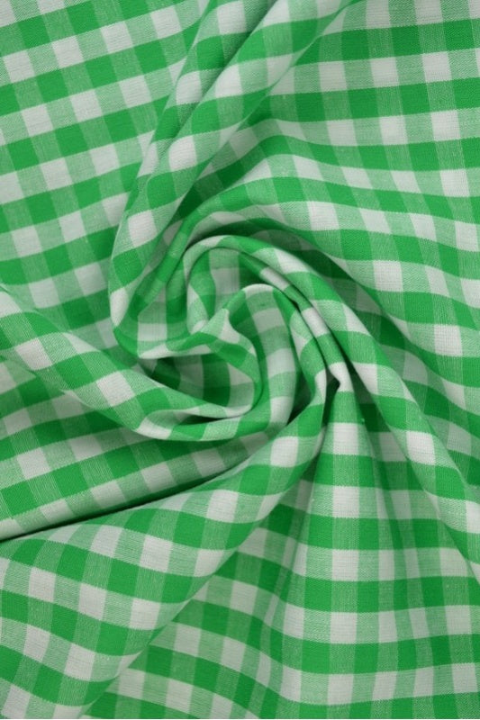 LJUSGRÖN GINGHAM RUTIGT BOMULLSTYG 6,5 MM GINGHAM RUTOR – OEKO-TEX BOMULL, LÄTT & ANDNINGSBART