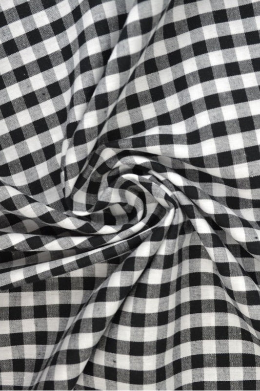 SVART GINGHAM RUTIGT BOMULLSTYG 6,5 MM GINGHAM RUTOR – OEKO-TEX BOMULL, LÄTT & ANDNINGSBART