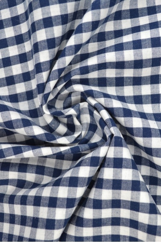 NAVY GINGHAM RUTIGT BOMULDSSTOF 6,5 MM GINGHAM RUTOR – OEKO-TEX BOMULL, LÄTT & ANDNINGSBART