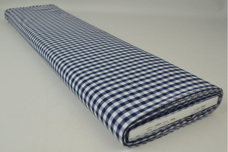 NAVY GINGHAM RUTIGT BOMULDSSTOF 6,5 MM GINGHAM RUTOR – OEKO-TEX BOMULL, LÄTT & ANDNINGSBART