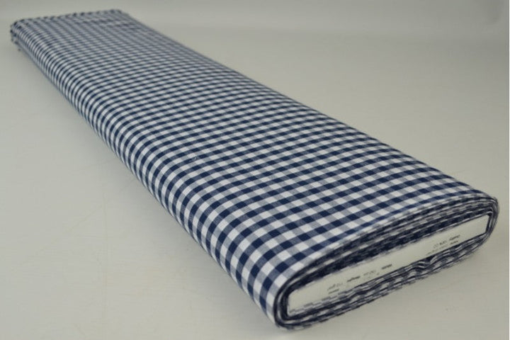 NAVY GINGHAM RUTIGT BOMULDSSTOF 6,5 MM GINGHAM RUTOR – OEKO-TEX BOMULL, LÄTT & ANDNINGSBART