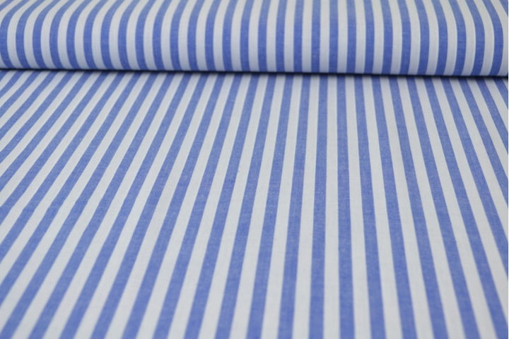 BLÅ GINGHAM RANDIGT BOMULLSTYG 6,5 MM GINGHAM RUTOR – OEKO-TEX BOMULL, LÄTT & ANDNINGSBART