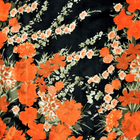 ORANGE OCH MÖRK SIDEN MED BLOMMOR