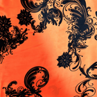ORANGE SIDEN SVART BLOMST