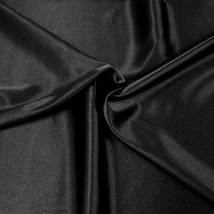 Garn & Metervarer Satin SORT 100% SILKE SATIN (reststof - 92 cm)