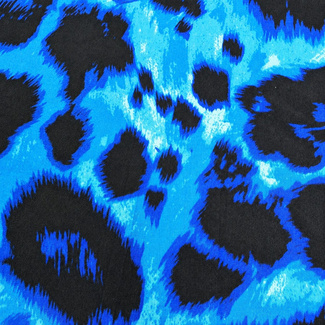 BLÅ SIDEN MED LEOPARDMÖNSTER