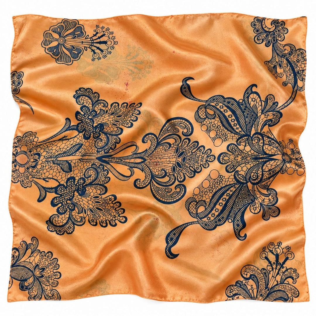 ORANGE SIDEN MED BLOMMTRYCK – 2. SORTERING