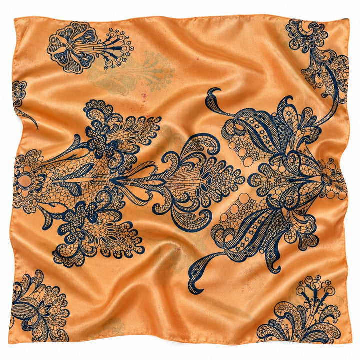 ORANGE SIDEN MED BLOMMTRYCK – 2. SORTERING