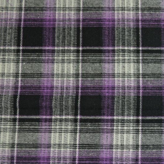 Garn & Metervarer Tartan SORT OG LAVENDEL SKOTSKTERNET TARTAN FLANNEL