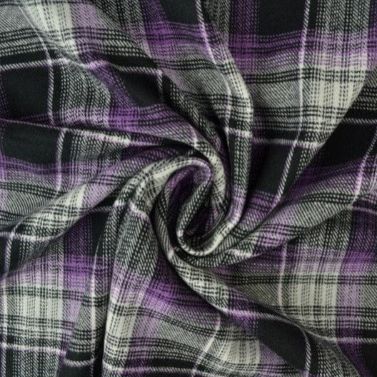 Garn & Metervarer Tartan SORT OG LAVENDEL SKOTSKTERNET TARTAN FLANNEL