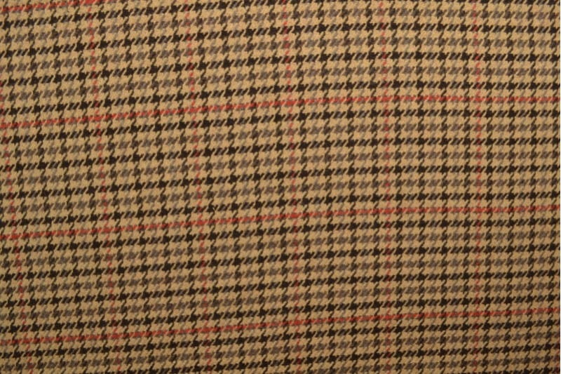 Garn & Metervarer Wool Fashion HOUNDSTOOTH ULD I MØRK BEIGE OG RØDE TERN