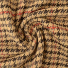 HOUNDSTOOTH ULL/POLYESTER I MÖRK BEIGE OCH RÖDA RUTOR