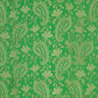 GRÖNT SATIN JACQUARD TYG MED PAISLEY MÖNSTER