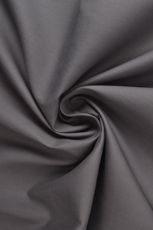 MÖRKGRÅ BOMULLSPOPLIN – TÄTT VÄVT BOMULLSTYG