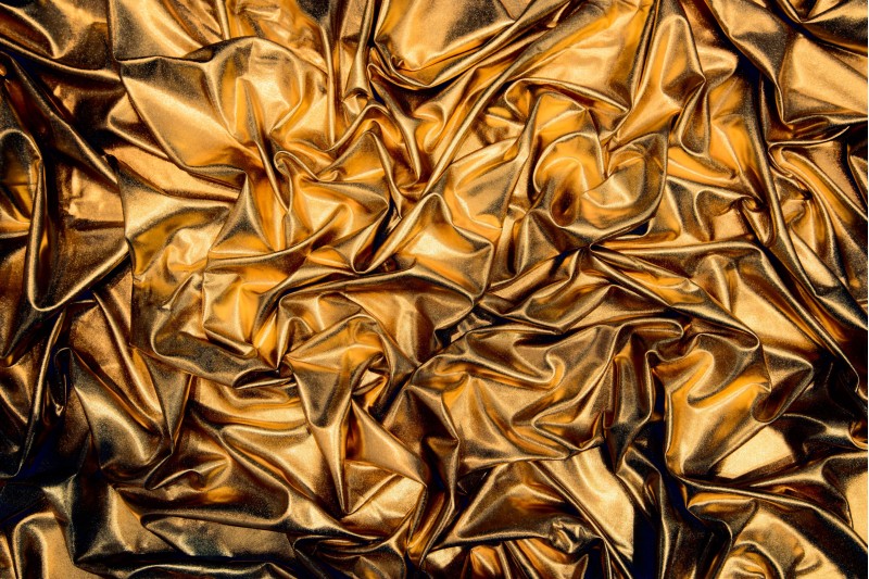 GULDFÄRGAT LAMÉTYG MED STRETCH – METALLIC GLITTERTYG