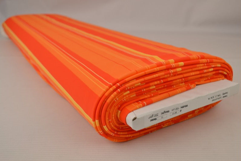 ORANGE LYCRA TYG TILL BADEKLÄDER OCH SPORTKLÄDER MED RÄNDER