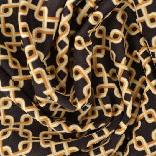 MÖRKBRUN LYCRA TYG FÖR BADKLÄDER OCH SPORTKLÄDER MED KEDJEMÖNSTER