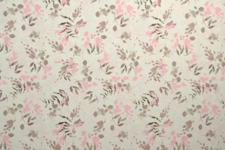 VITT LYCRA TYG FÖR BADKLÄDER OCH SPORTKLÄDER MED PINK BLOMMÖNSTER