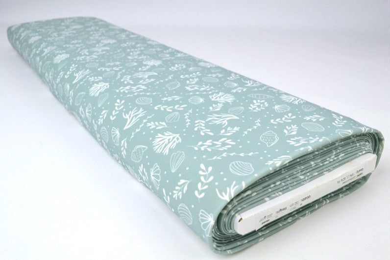 MINT LYCRA TYG FÖR BADKLÄDER OCH SPORTKLÄDER MED MUSSEL- OCH TANGTRYCK