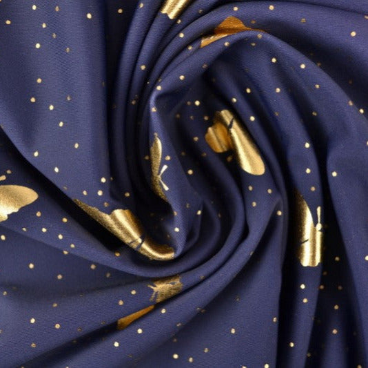 LILA LYCRA TYG FÖR BADKLÄDER OCH SPORTKLÄDER MED FJÄRILSMÖNSTER