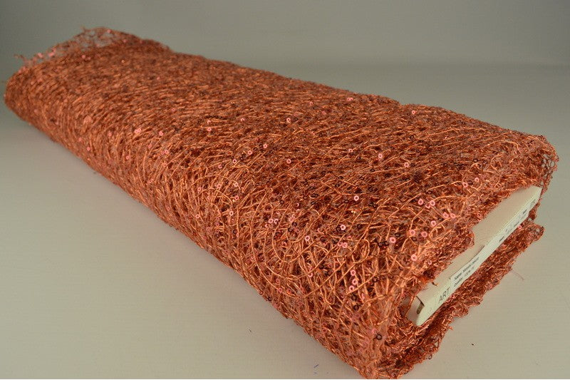 LAXFÄRGAD TRANSPARENT NÄTPALJETT TYG – SMÅ 2–3 MM PALJETTER, UTAN STRETCH