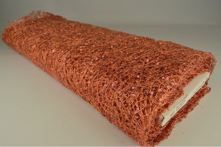 LAXFÄRGAD TRANSPARENT NÄTPALJETT TYG – SMÅ 2–3 MM PALJETTER, UTAN STRETCH