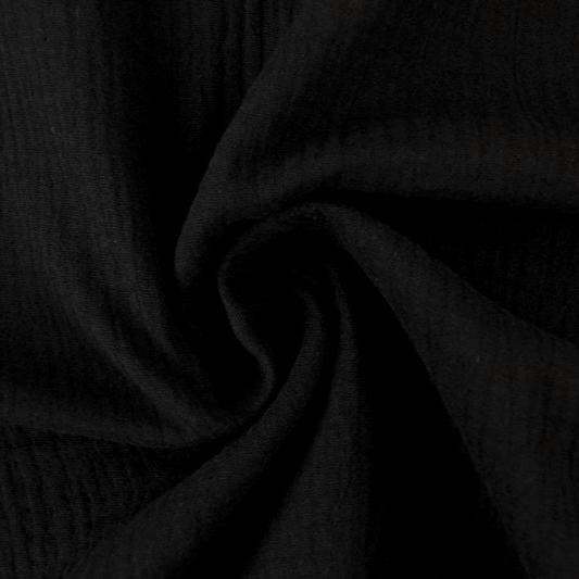 SVART DOUBLE GAUZE MUSSLIN – MJUK & ANDNINGSBAR