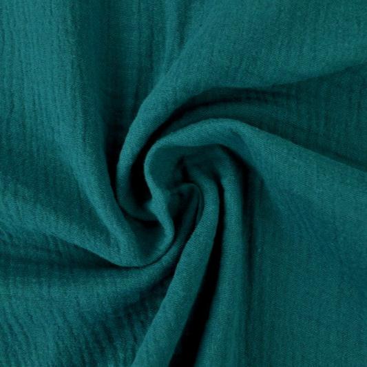 MÖRK PETROLEUMSBLÅ DOUBLE GAUZE MUSSLIN – MJUK & ANDNINGSBAR