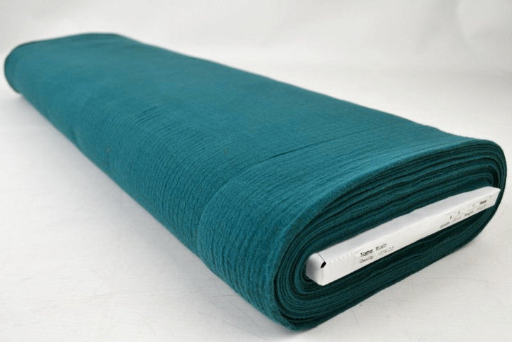 MÖRK PETROLEUMSBLÅ DOUBLE GAUZE MUSSLIN – MJUK & ANDNINGSBAR