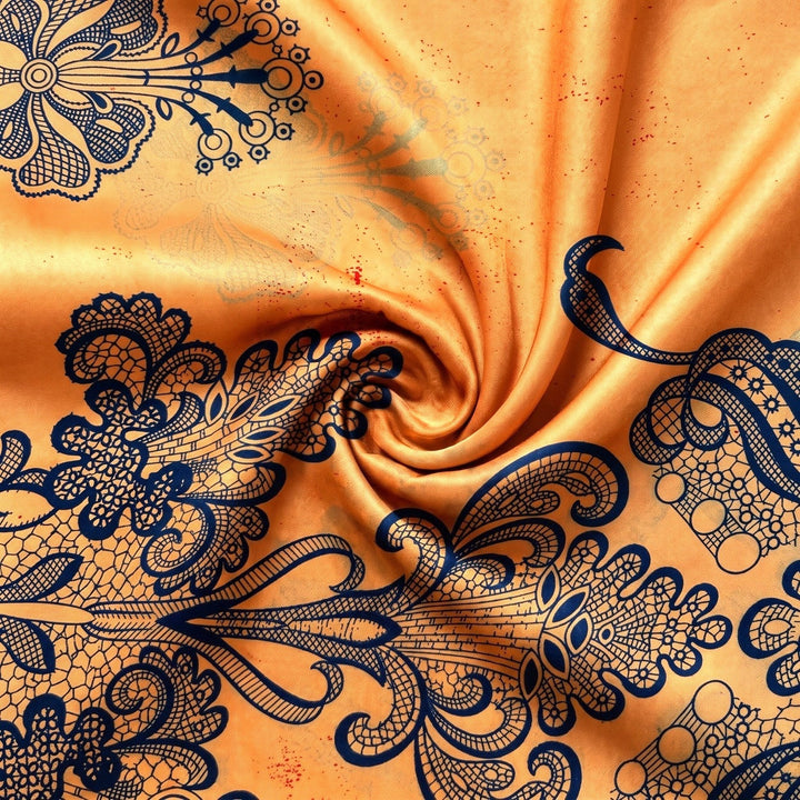 ORANGE SIDEN MED BLOMMTRYCK – 2. SORTERING