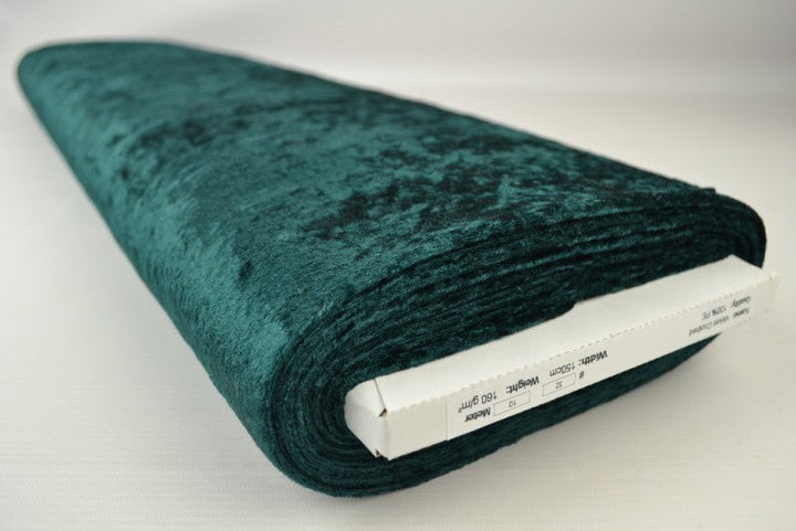 MÖRKGRÖN KROSSAD VELOUR – STICKAD, STRETCHIG & GLANSFULLT FALL
