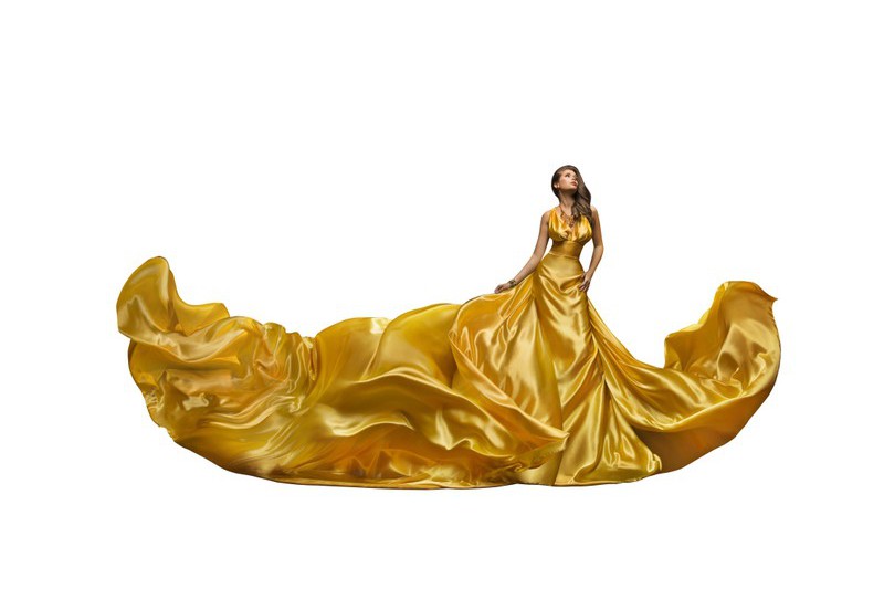 SOLGUL/GULD SATIN TYG – LÄTT & GLANSIGT