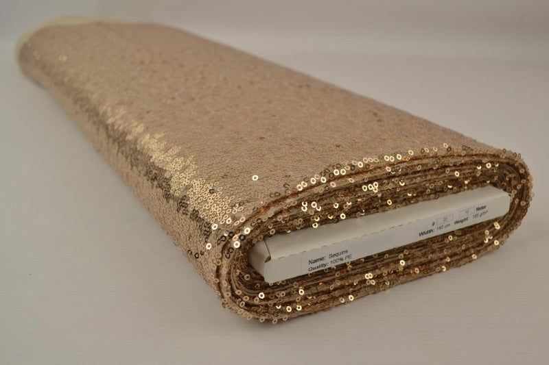 CHAMPAGNE PALJETTYG – SMÅ 3–4 MM PALJETTER & ENVÄGSSTRETCH