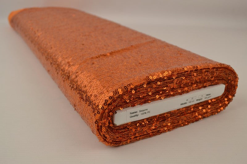 ORANGE PALJETTYG – SMÅ 3–4 MM PALJETTER & ENVÄGSSTRETCH