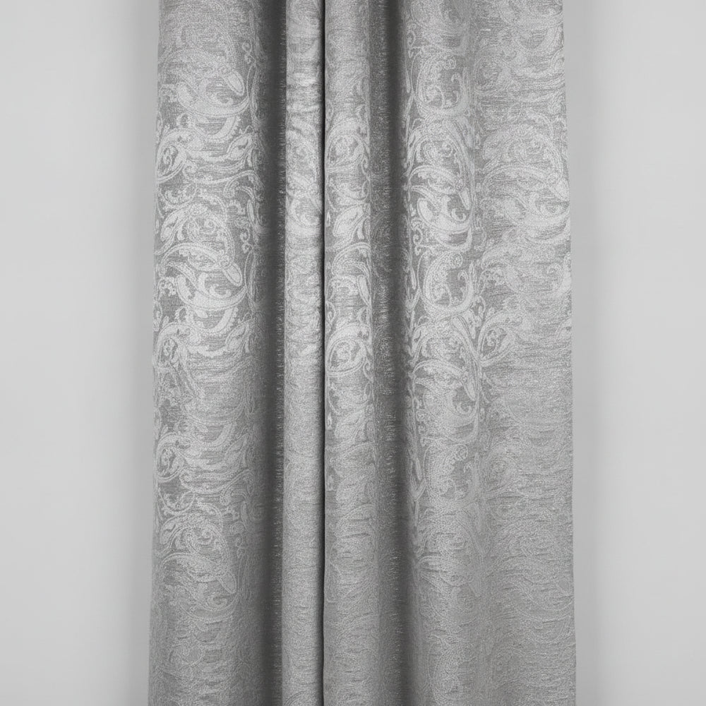 SILVER SATIN JACQUARD TYG MED BLOMSTERRANKOR (bild 2 av 3)
