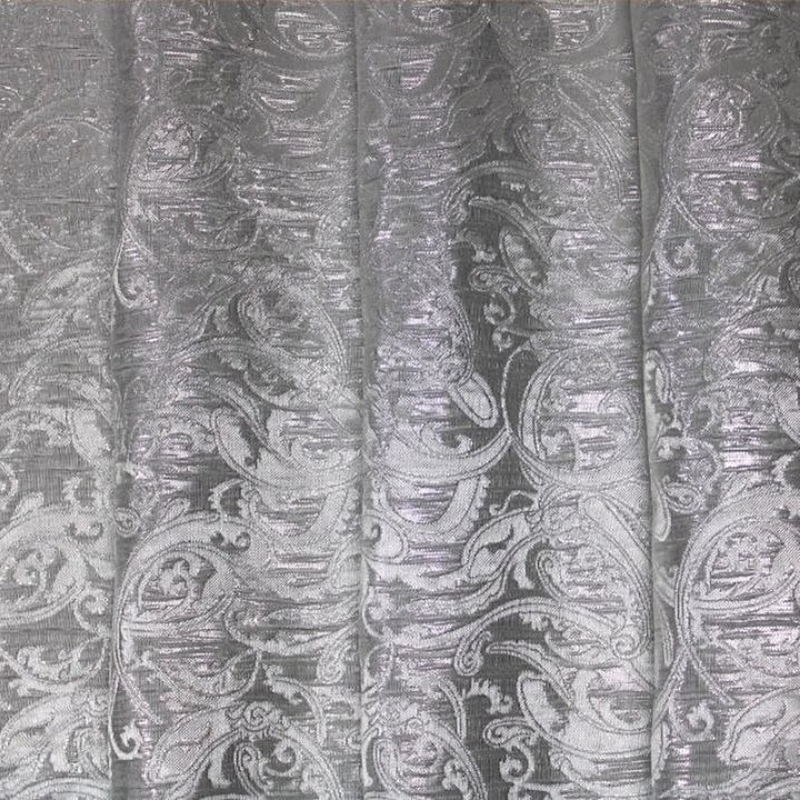 SILVER SATIN JACQUARD TYG MED BLOMSTERRANKOR (bild 3 av 3)