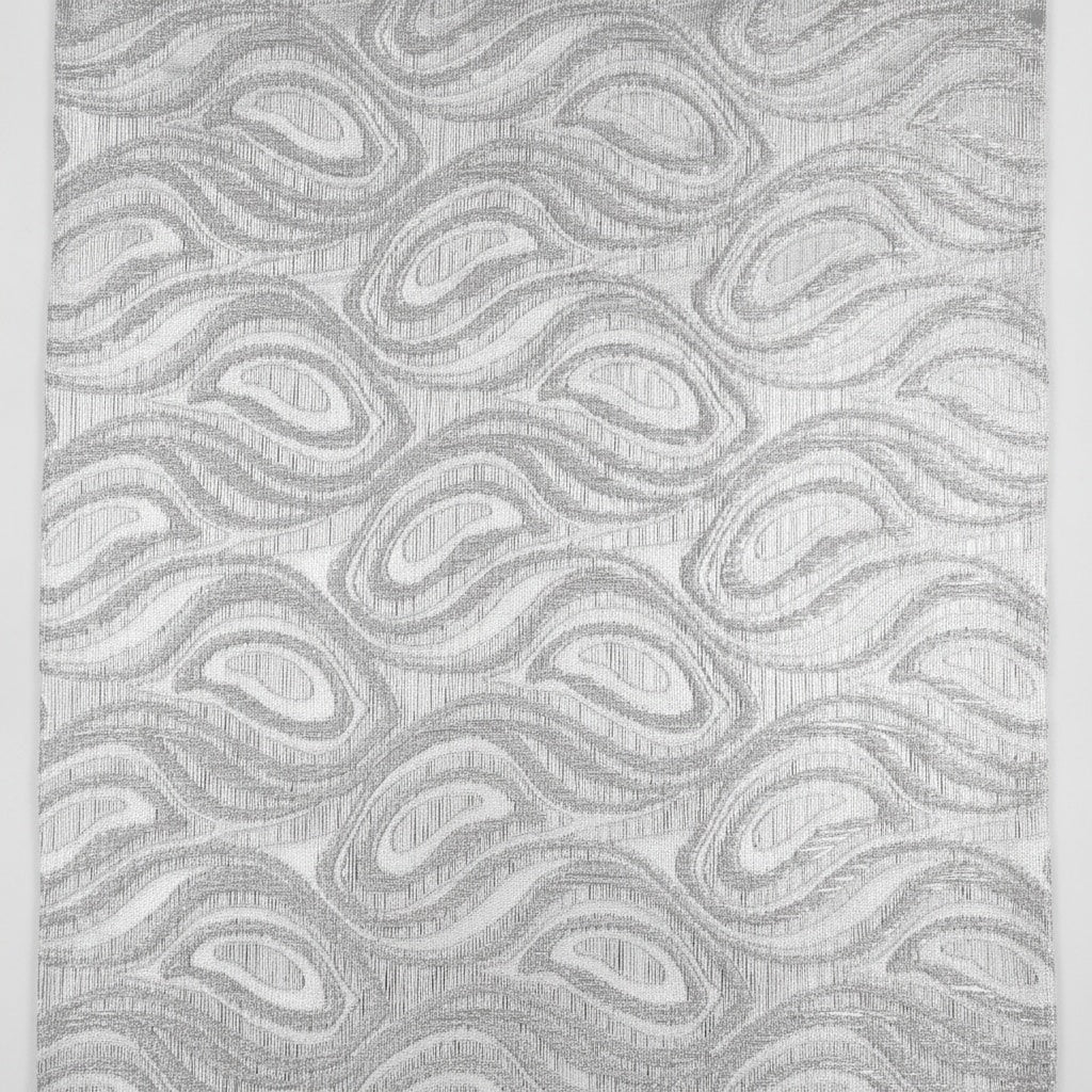 SILVER SATIN JACQUARD TYG MED DROPPMOTIV (bild 1 av 3)