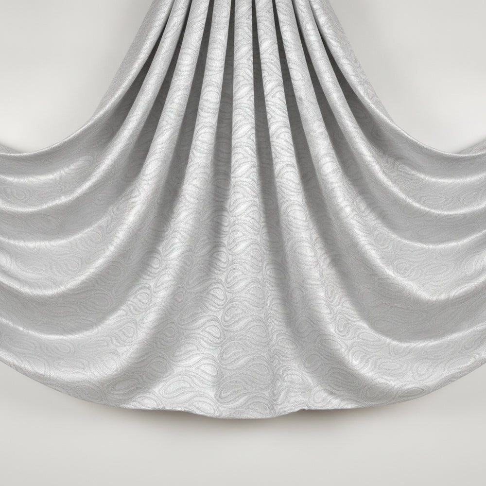 SILVER SATIN JACQUARD TYG MED DROPPMOTIV (bild 2 av 3)