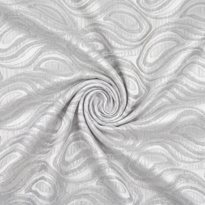SILVER SATIN JACQUARD TYG MED DROPPMOTIV