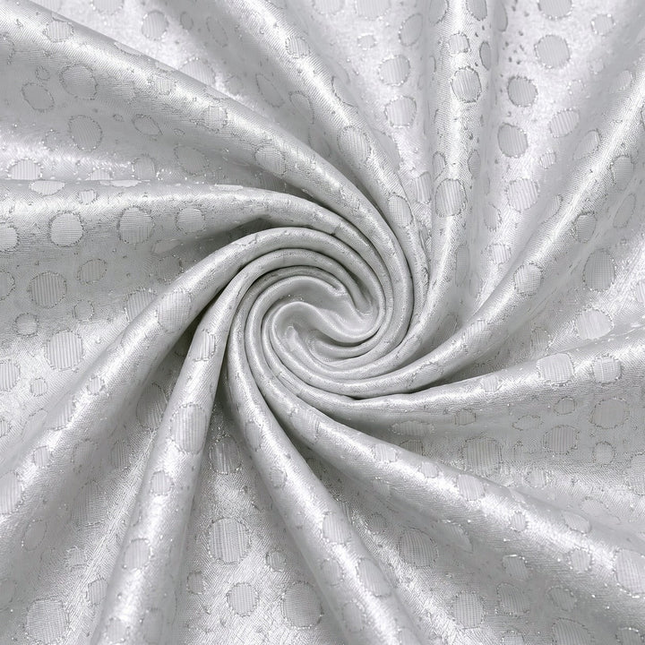 SILVER SATIN JACQUARD TYG MED PRICKAR