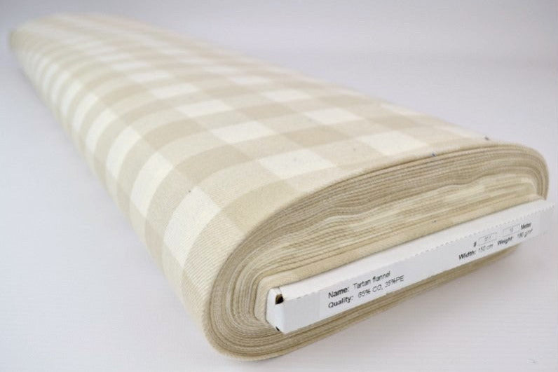 VIT OCH BEIGE SKOTSKRUTIG FLANELL