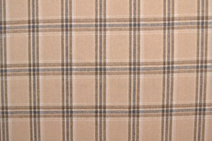 BEIGE SKOTTSKRUTEN FLANNEL M. SVARTA OCH BLÅ LINJER